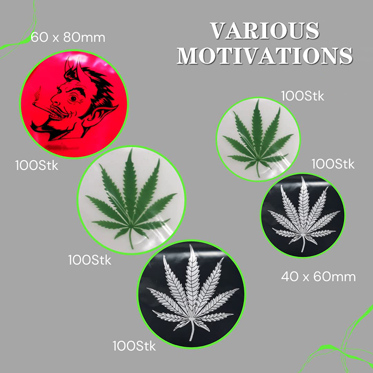 Quick-Lock Reusable Zipper Top Weed Bags with Motifs