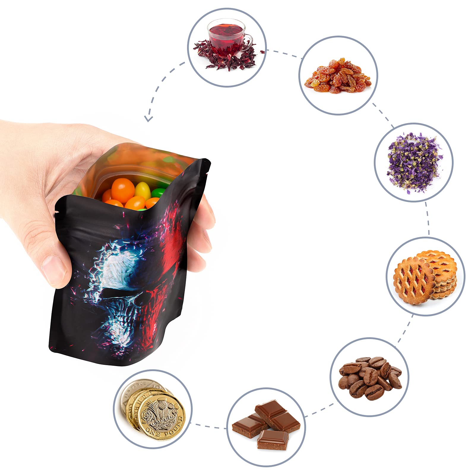 Fashion Pattern Design Frosted Stand up Circular Corner Zipper Food Safety Mylar Bag