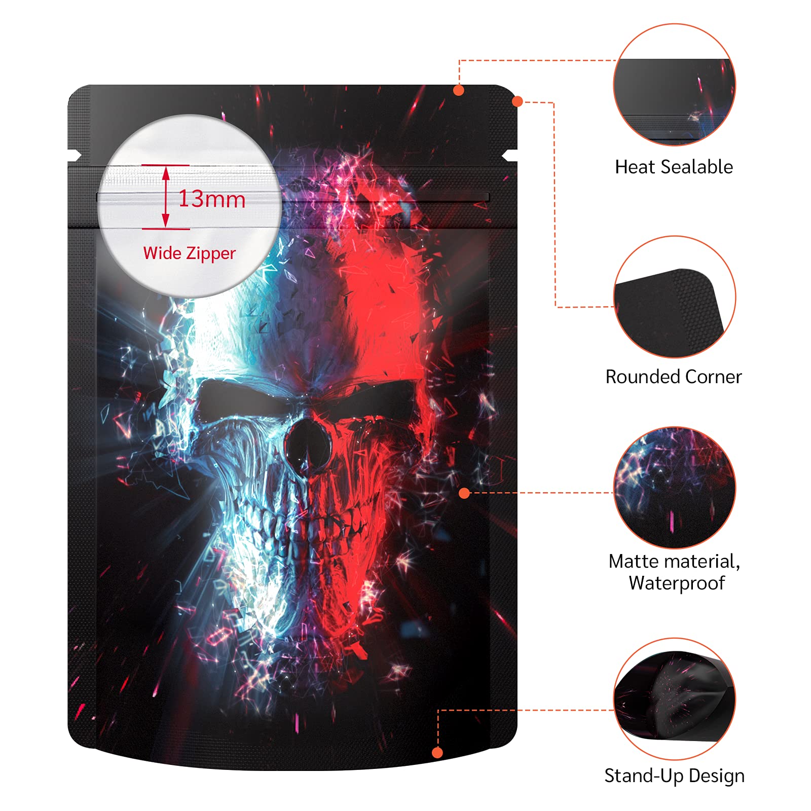 Fashion Pattern Design Frosted Stand up Circular Corner Zipper Food Safety Mylar Bag