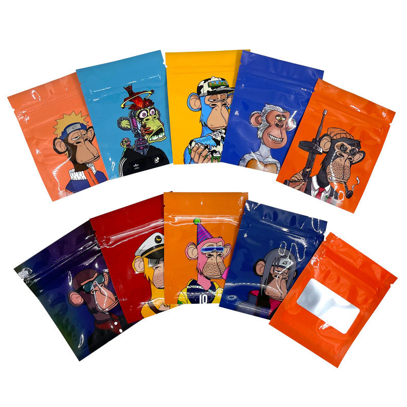 Custom Shape Holographic Die Cut 3.5g Mylar Bags with Window