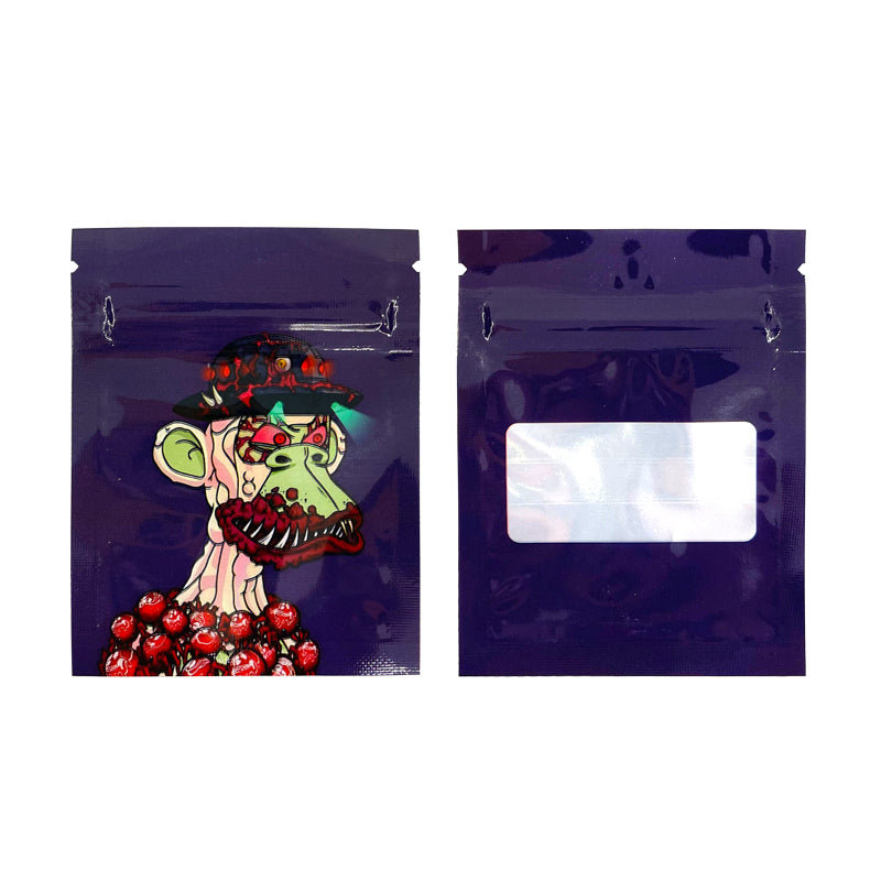 Custom Shape Holographic Die Cut 3.5g Mylar Bags with Window