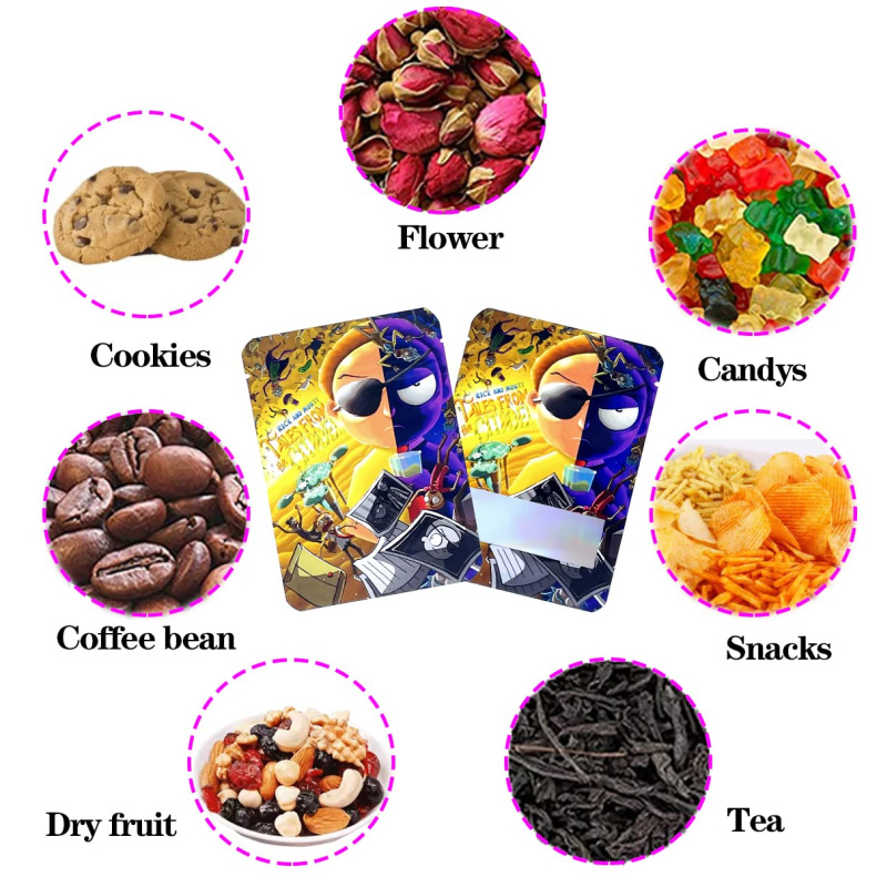 Fantasy Pattern Custom Print Die Cut Zip Lock Stand up Mylar Bags with Window