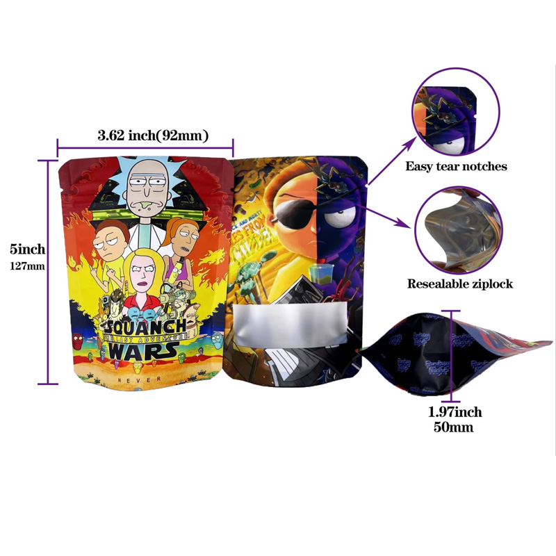 Fantasy Pattern Custom Print Die Cut Zip Lock Stand up Mylar Bags with Window