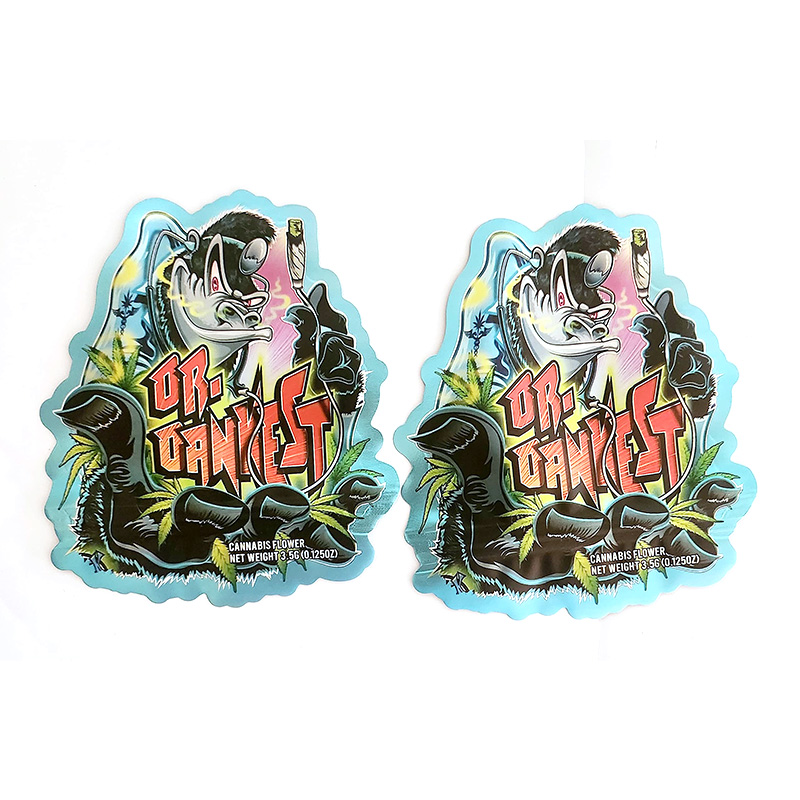 3.5g Zipper Soft Touch Smell Proof Die Cut Ziplock Custom Shape Mylar Bag