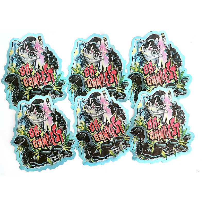 3.5g Zipper Soft Touch Smell Proof Die Cut Ziplock Custom Shape Mylar Bag