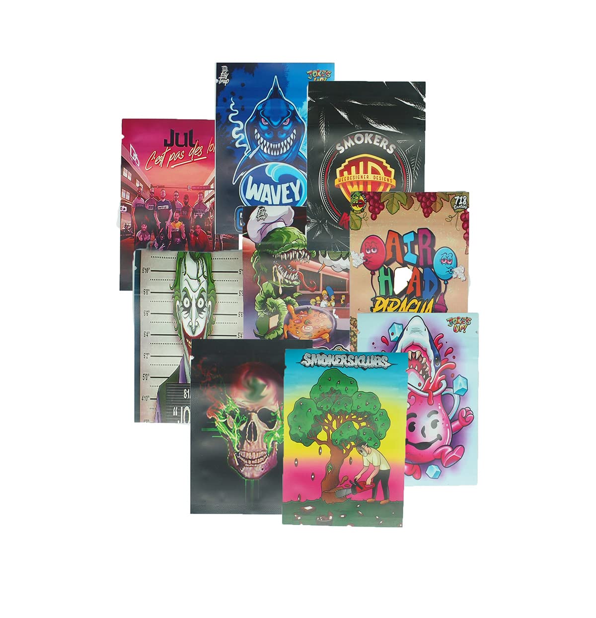 Designs Mixing Holographic Color Pouch Zip Lock Candy Gummy Food Storage Mylar Bags