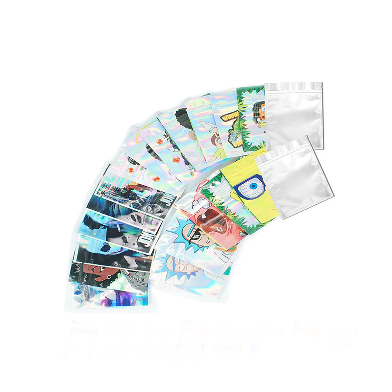 Small Holographic Mix Designs Ziplock Child Proof Candy Gummies Plastic Mylar Bags