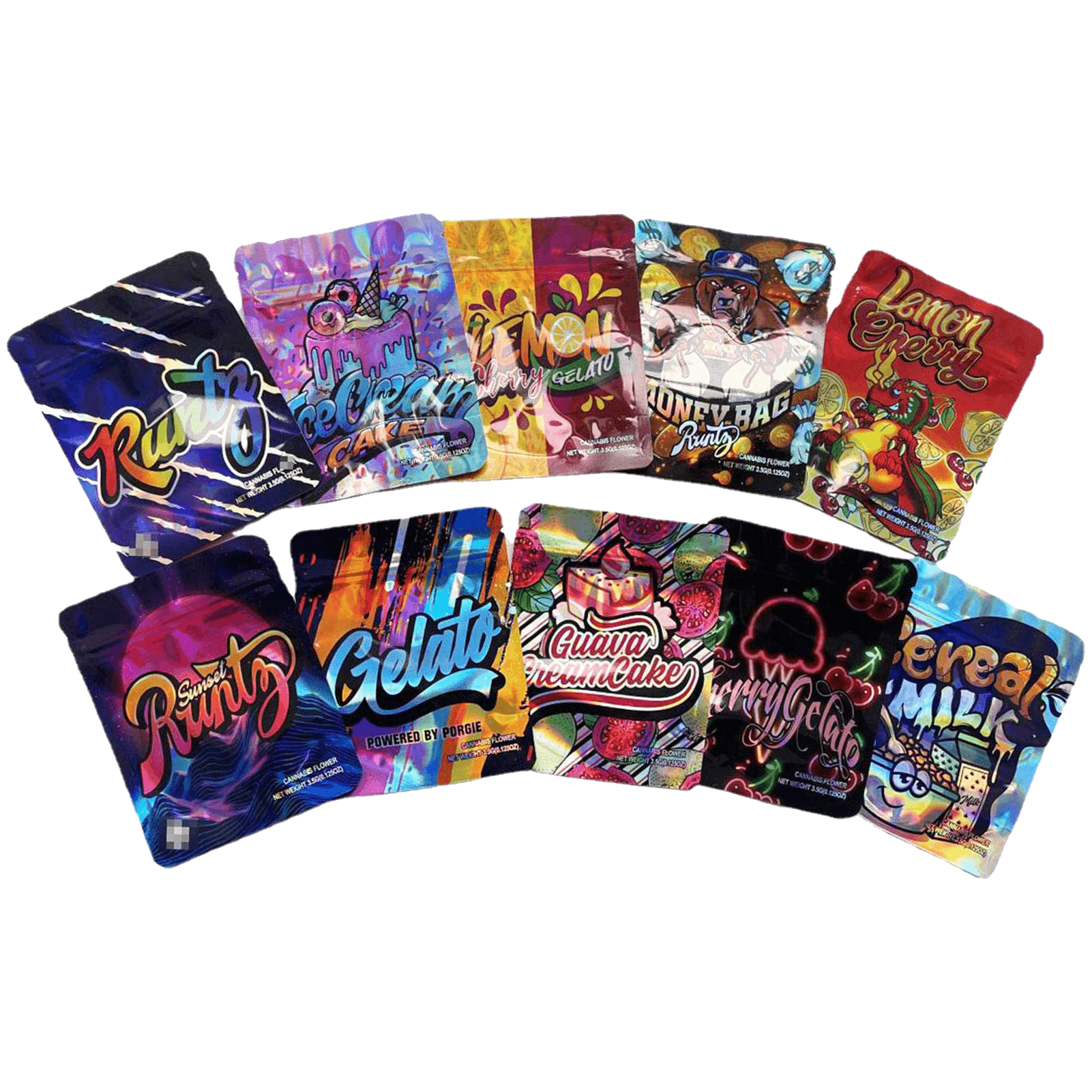 Custom Printed Special Shaped 3.5g Smell Proof Ziplock Weed Candy Packaging Mylar Bags