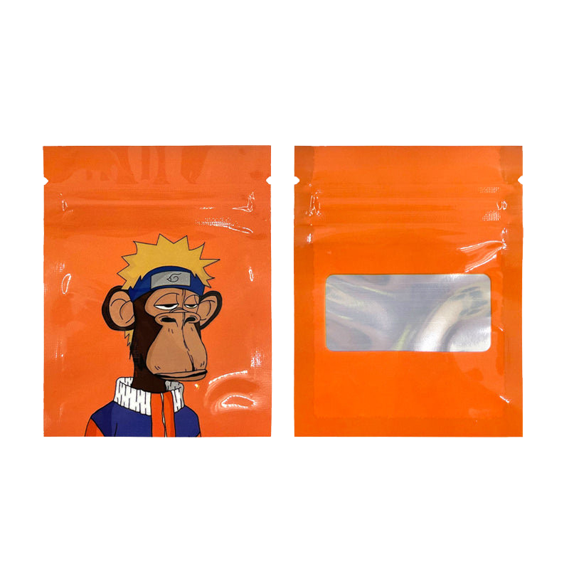 Custom Shape Holographic Die Cut 3.5g Mylar Bags with Window