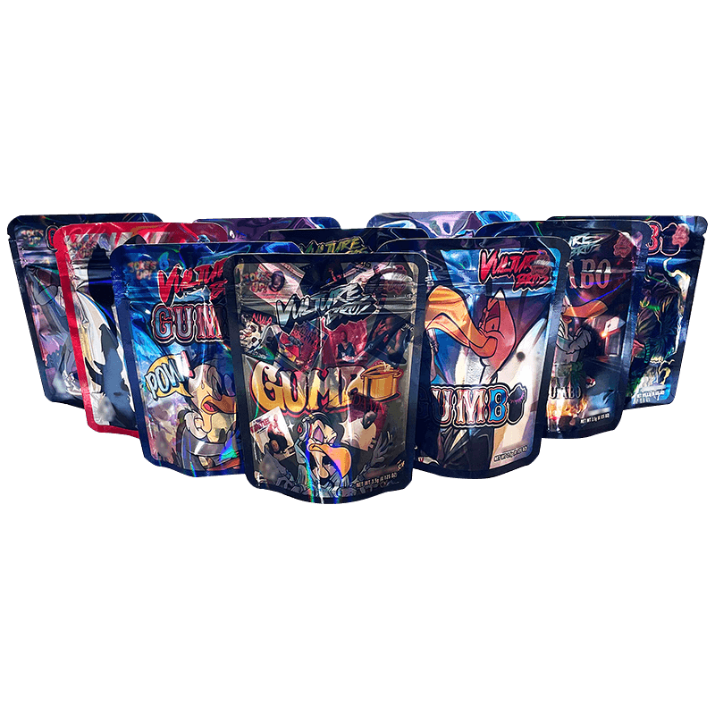 Custom Style Holographic Foil Rainbow Color Pouch Smell Proof Packaging Mylar Bags
