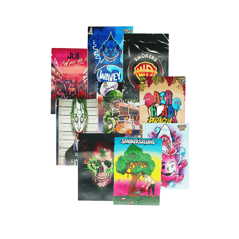 Designs Mixing Holographic Color Pouch Zip Lock Candy Gummy Food Storage Mylar Bags