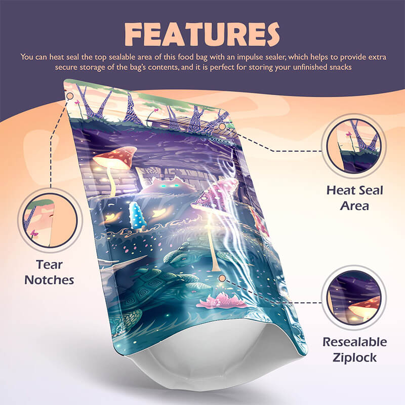 Custom Nature Design Zip Lock Stand-Up Packaging Pouch Safe Food Storage Mylar Bags