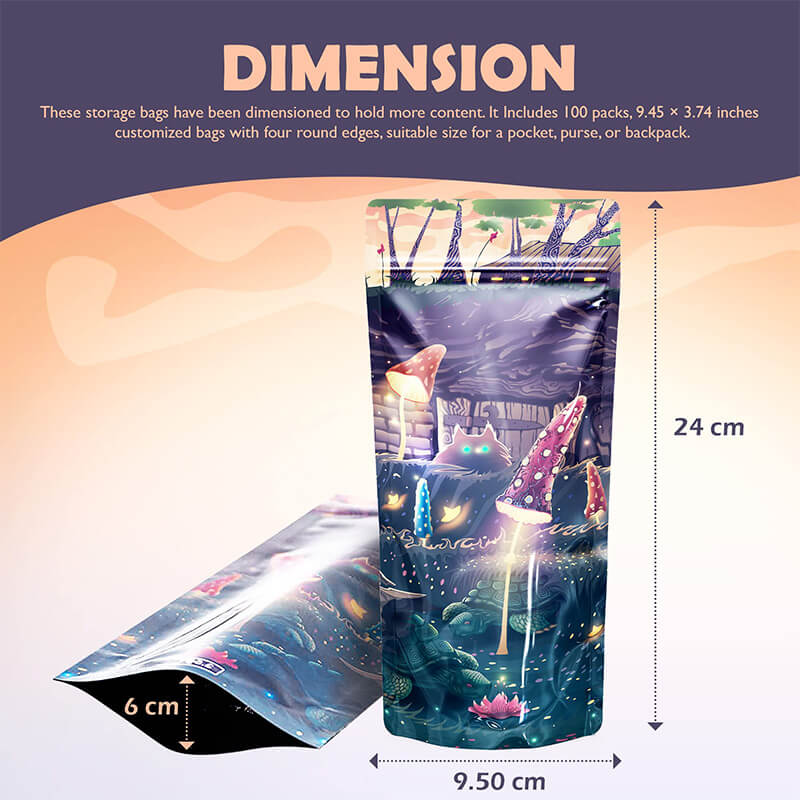 Custom Nature Design Zip Lock Stand-Up Packaging Pouch Safe Food Storage Mylar Bags