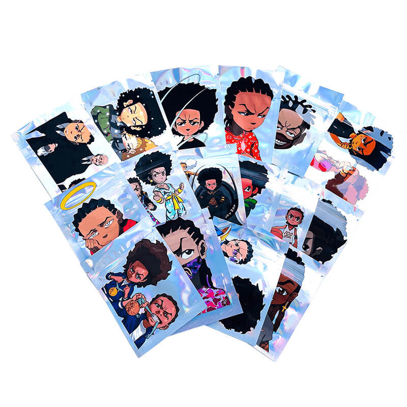 Small Holographic Mix Designs Ziplock Child Proof Candy Gummies Plastic Mylar Bags