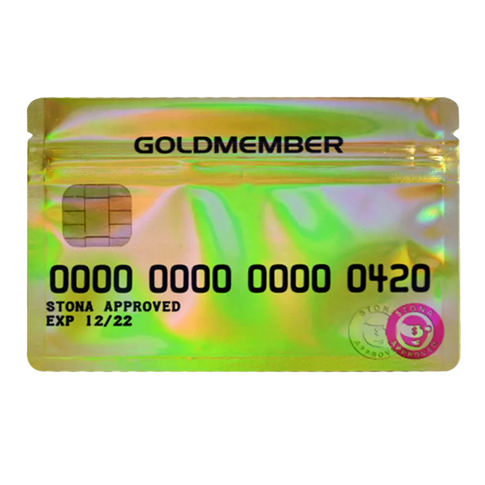 Smell Proof Child Proof Holographic Gold Mylar Bags